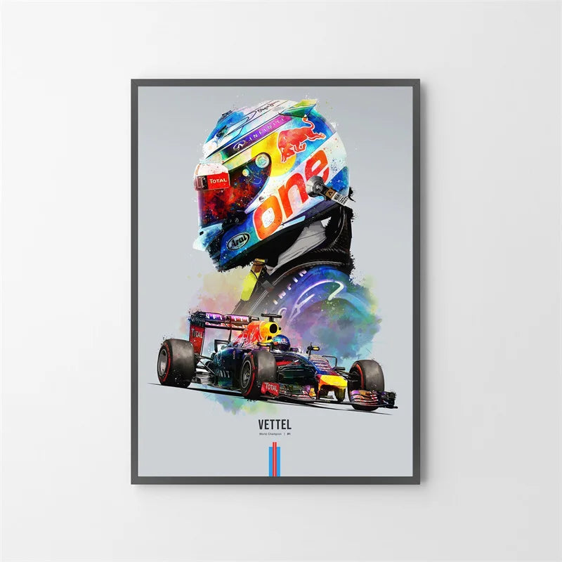 Tableau Formule 1 Vettel Coloré