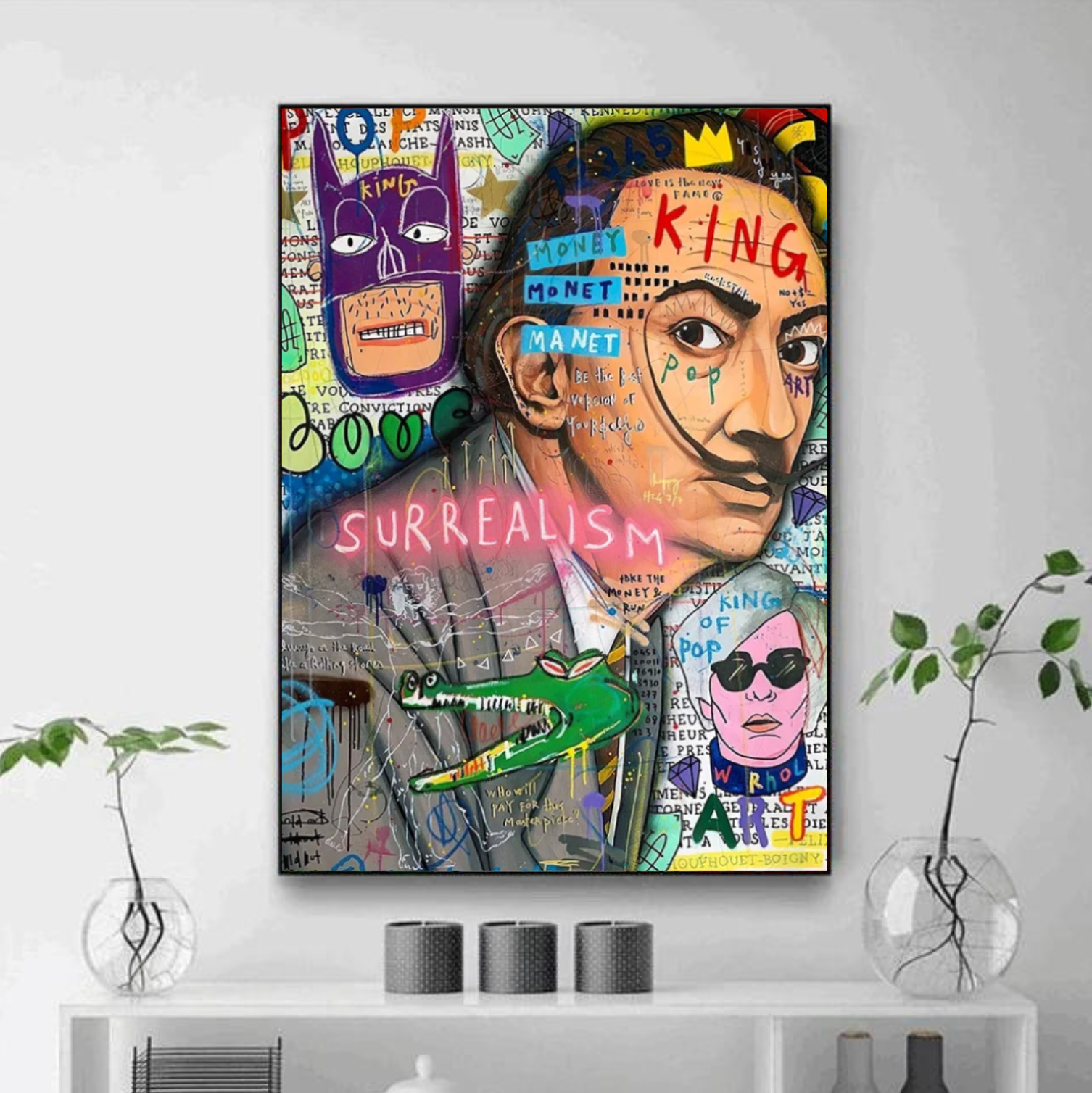 Tableau Salvador Dali Moustache Coloré