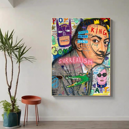 Tableau Salvador Dali Moustache Coloré