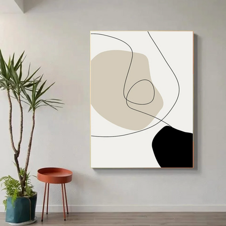 Tableau Noir Beige et Blanc Minimaliste
