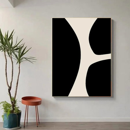Tableau Noir et Blanc Minimaliste Formes