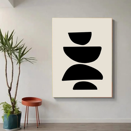 Tableau Minimaliste Noir et Blanc formes