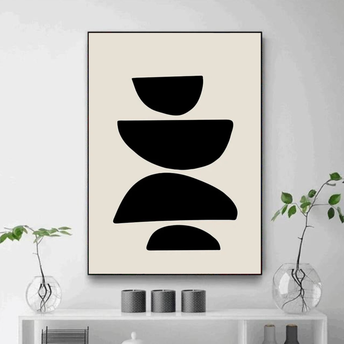 Tableau Minimaliste Noir et Blanc formes