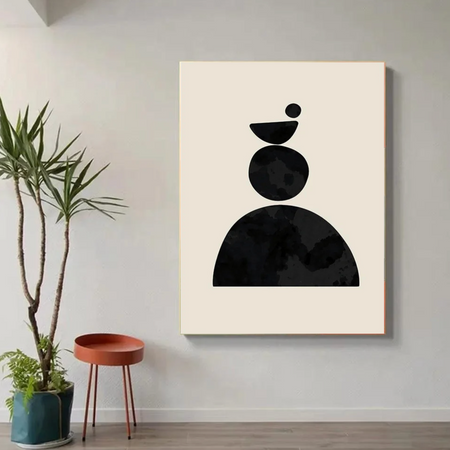 Tableau Rond Noir Minimaliste