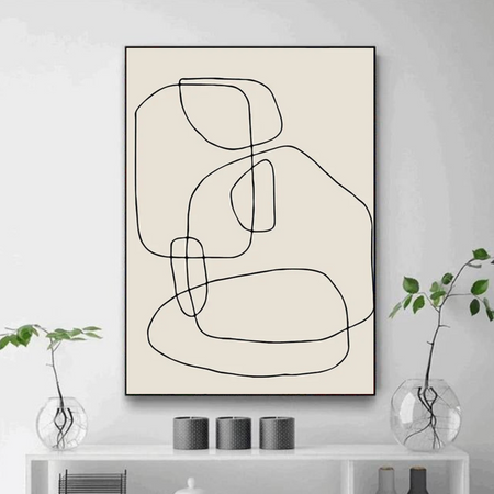 Tableau Lignes Noire Minimaliste