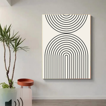 Tableau Lignes Rondes Noir et Blanc