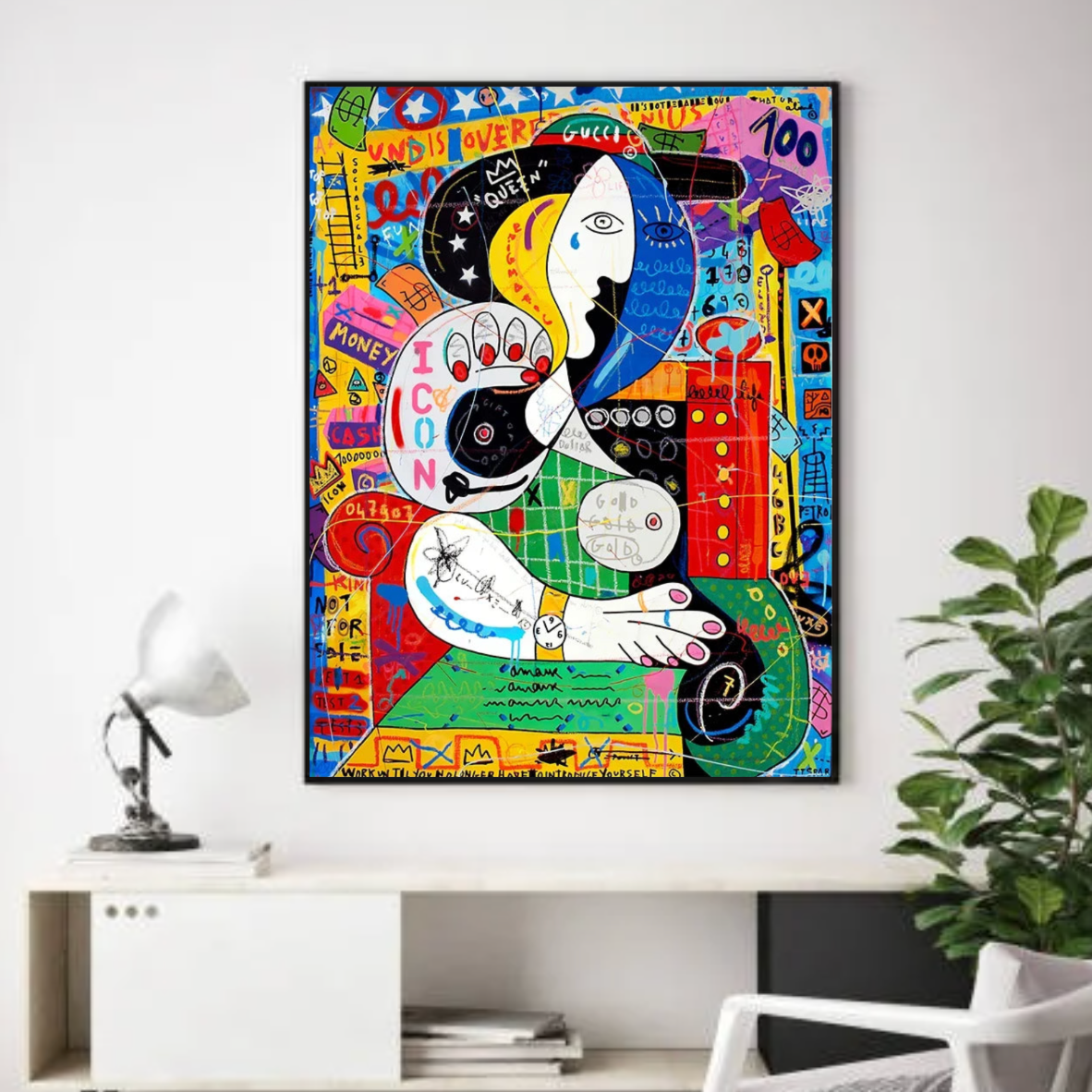 Tableau Visage Abstrait Coloré