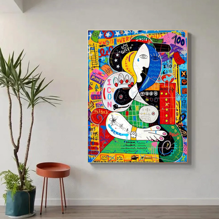Tableau Visage Abstrait Coloré