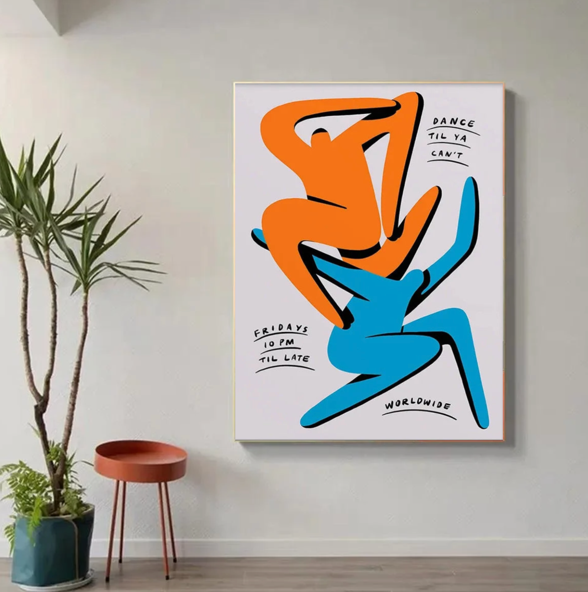 Tableau Abstrait Orange et Bleu Bonhomme