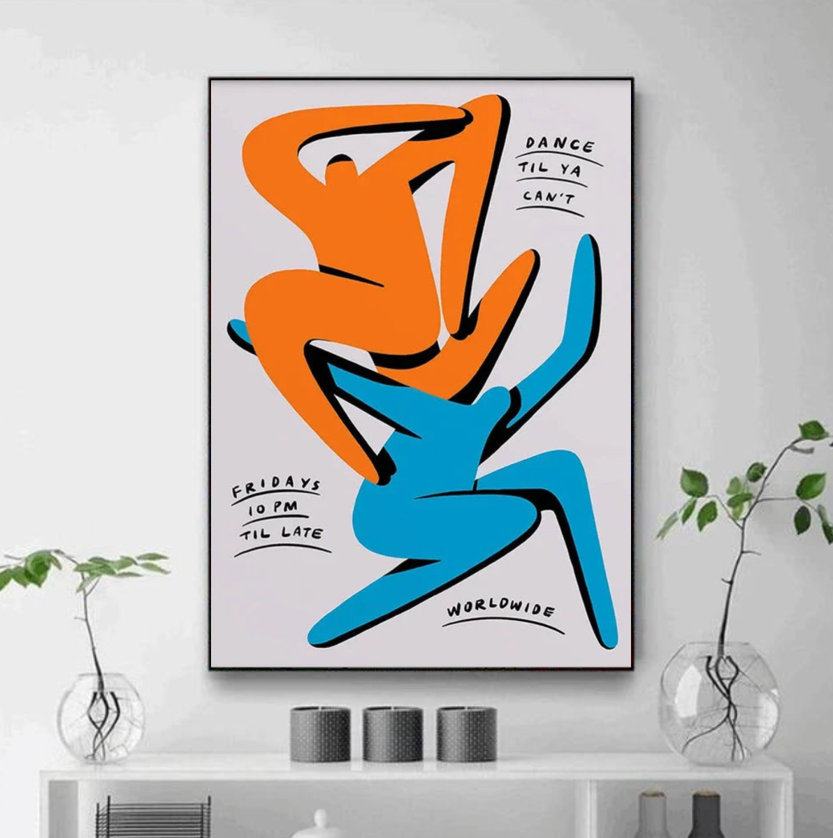 Tableau Abstrait Orange et Bleu Bonhomme