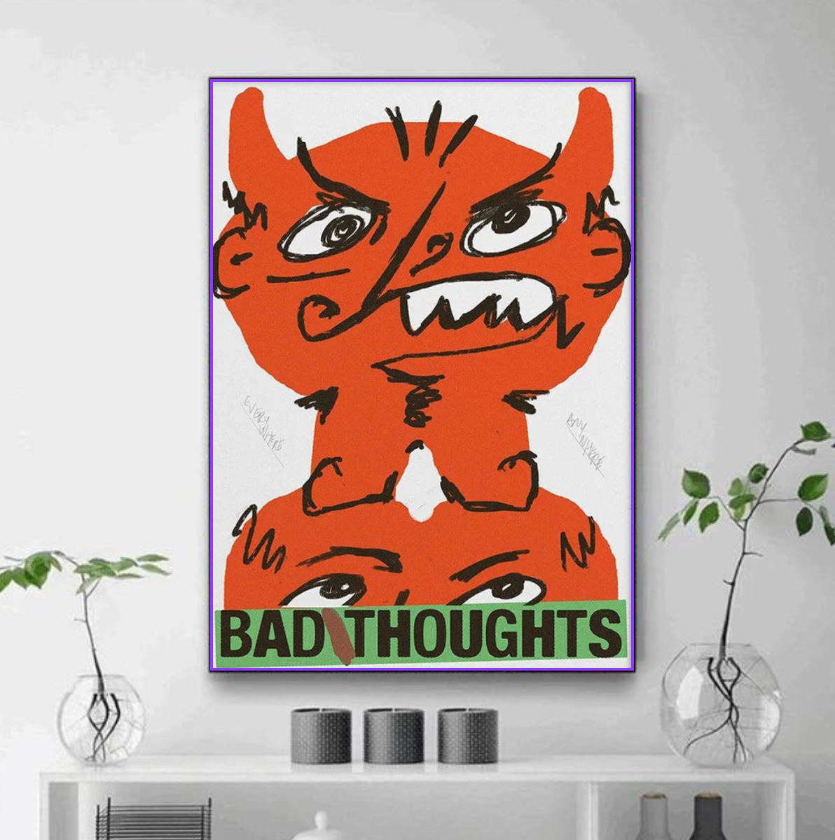 Tableau Abstrait Démon Rouge