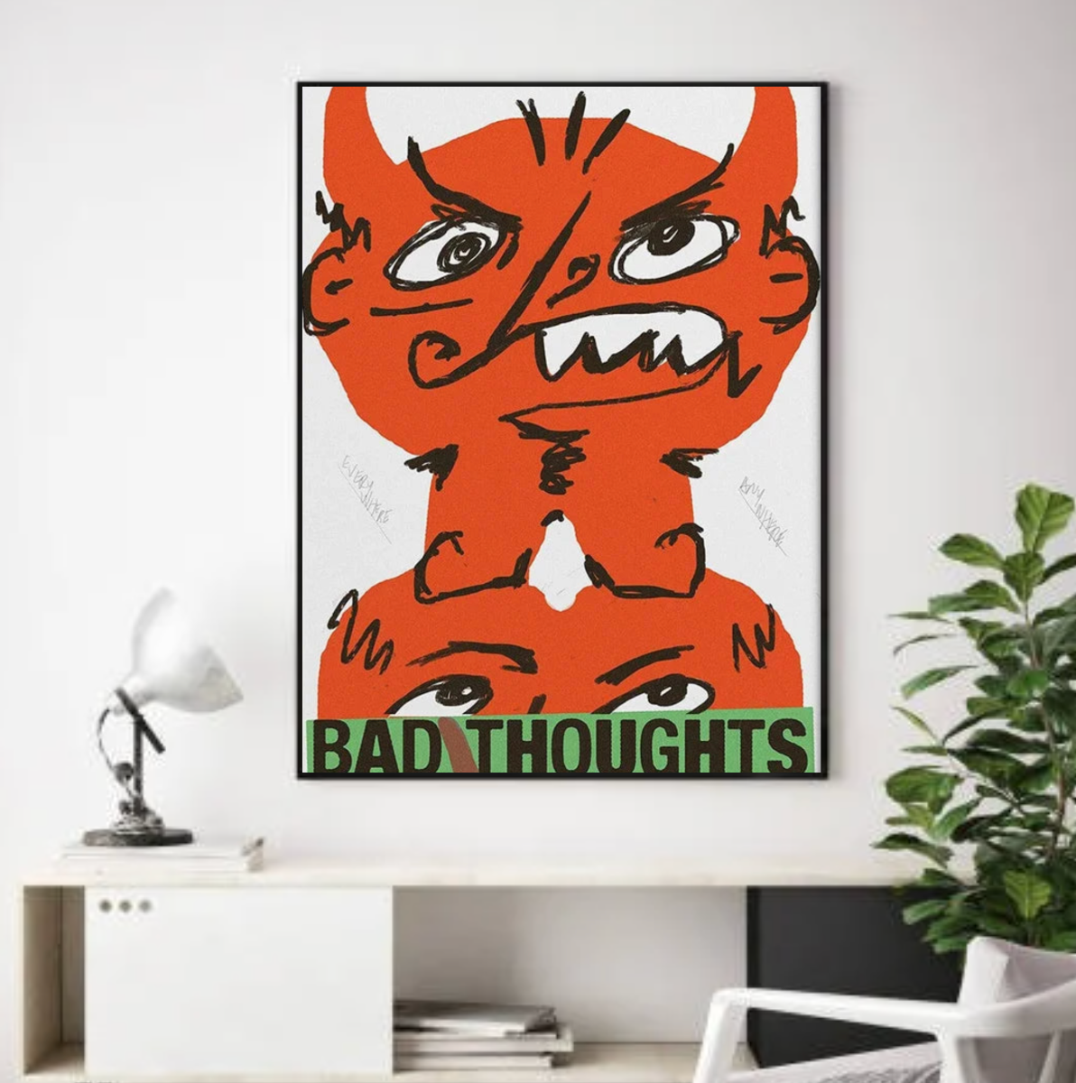 Tableau Abstrait Démon Rouge