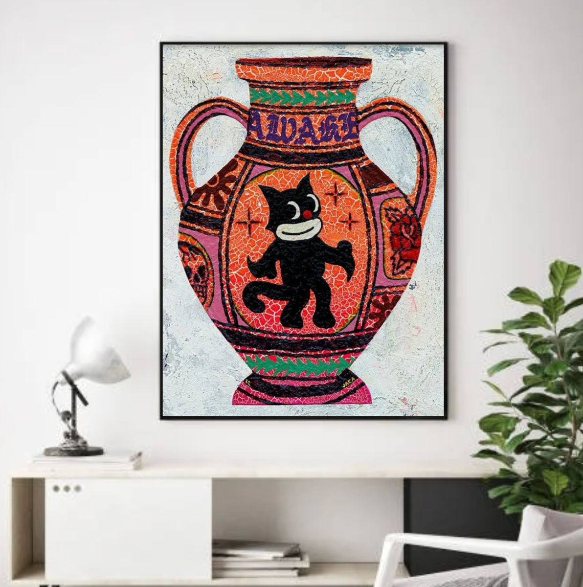 Tableau Vase Rouge Vintage