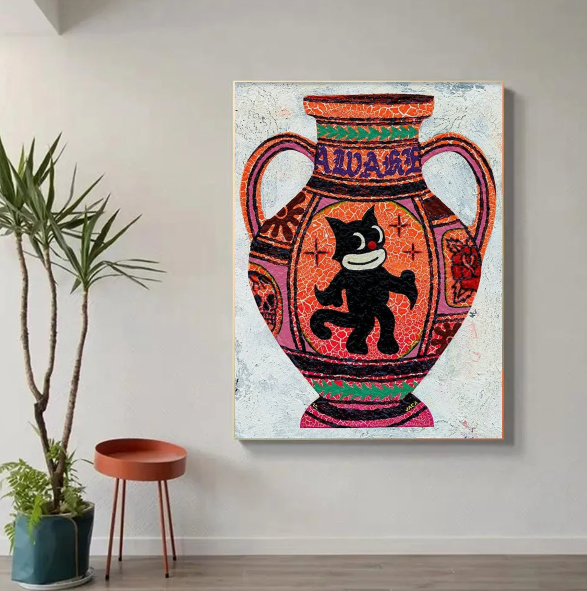 Tableau Vase Rouge Vintage