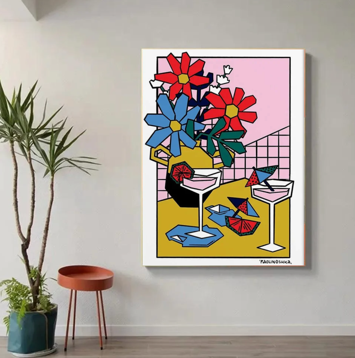 Tableau Moderne Cocktail Fleurs