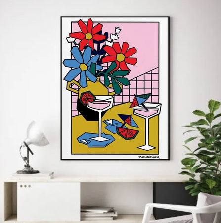 Tableau Moderne Cocktail Fleurs