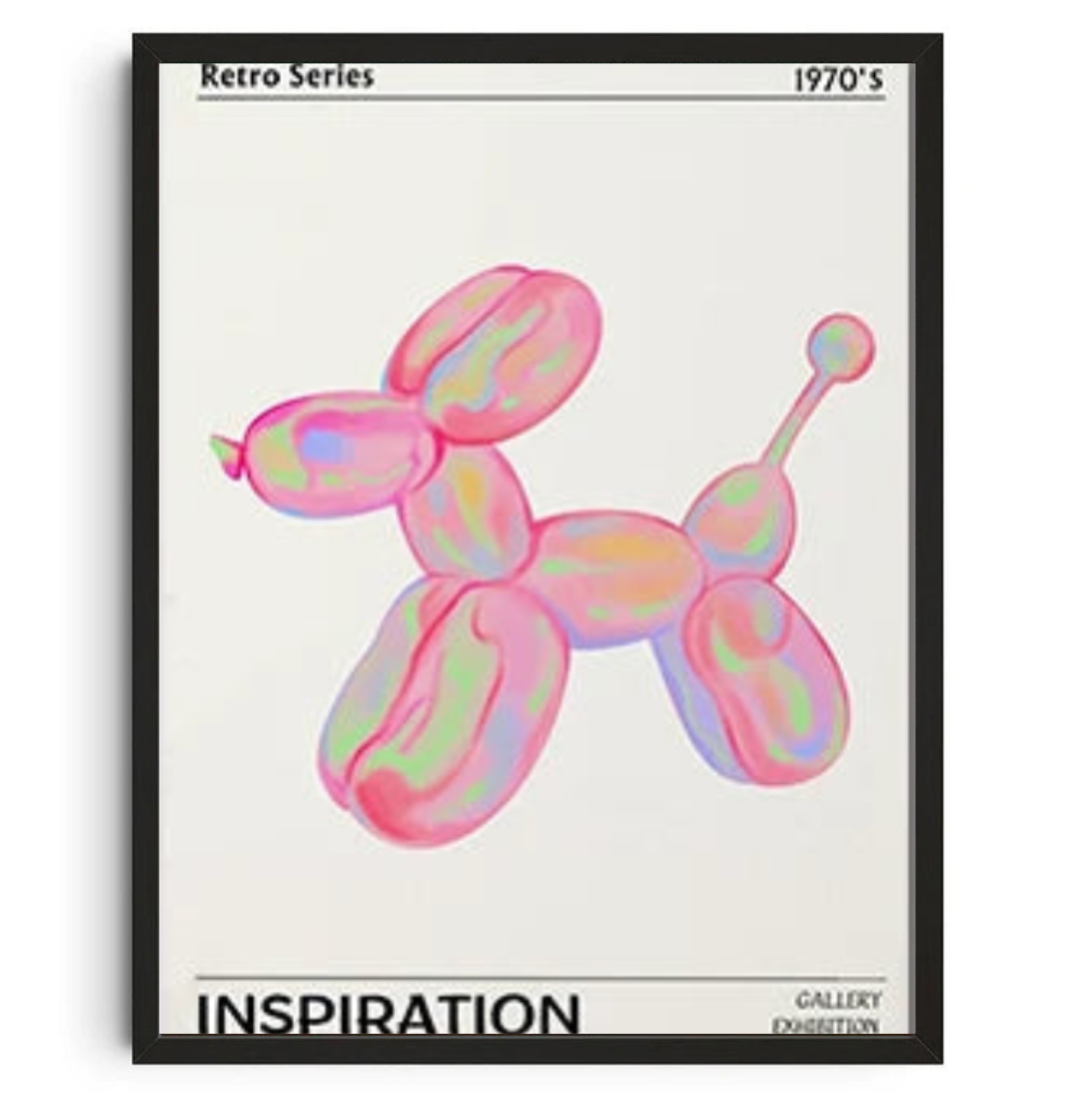 Tableau déco Chien BAllon Rose