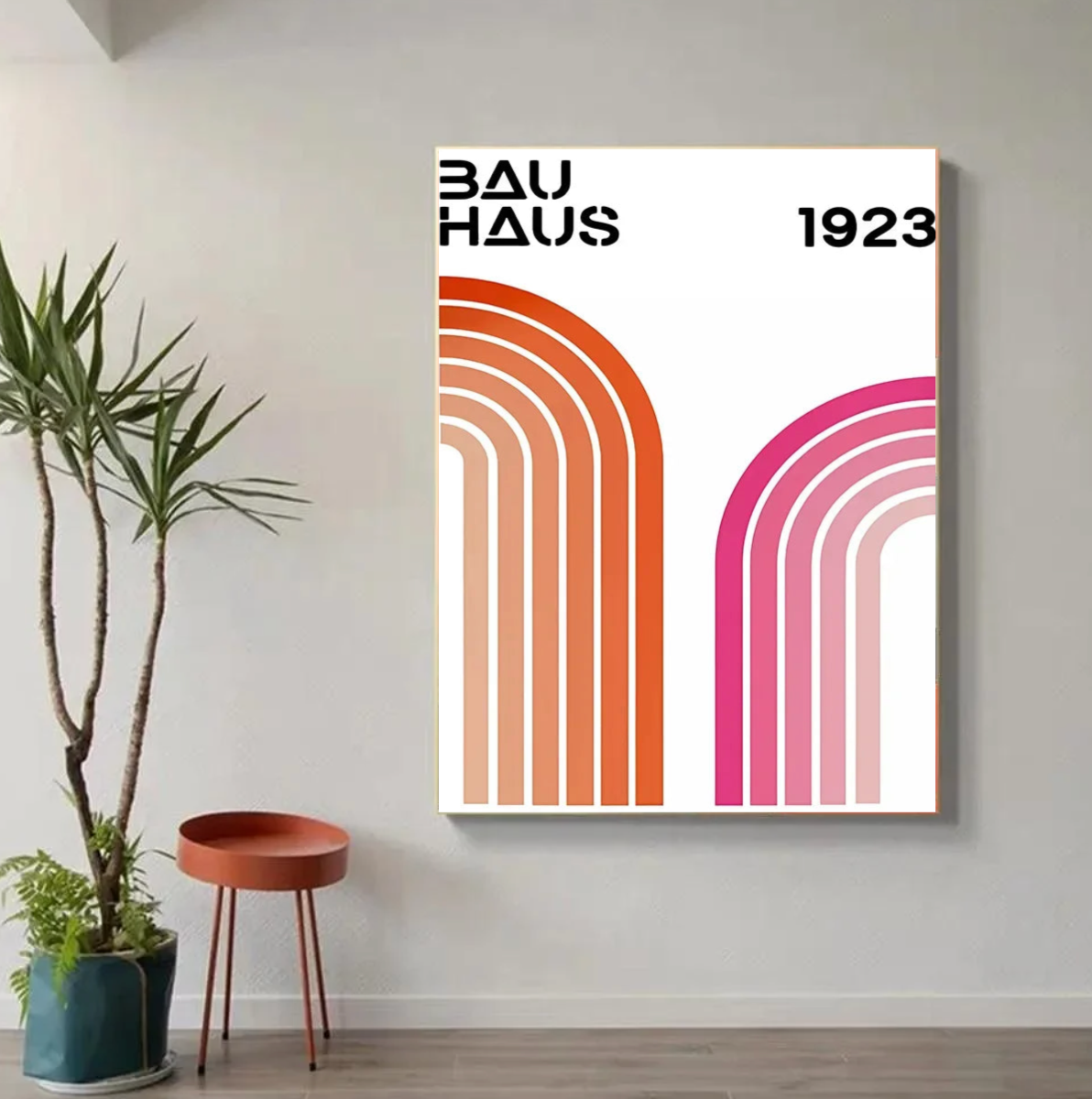 Tableau Style Bahaus Coloré Rose