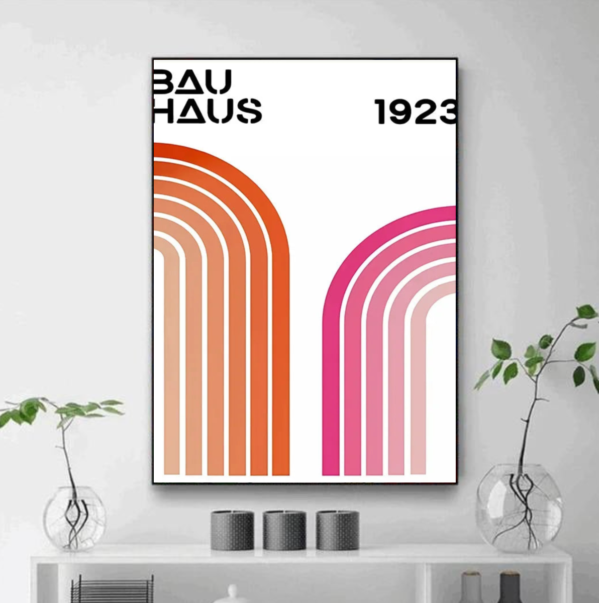 Tableau Style Bahaus Coloré Rose