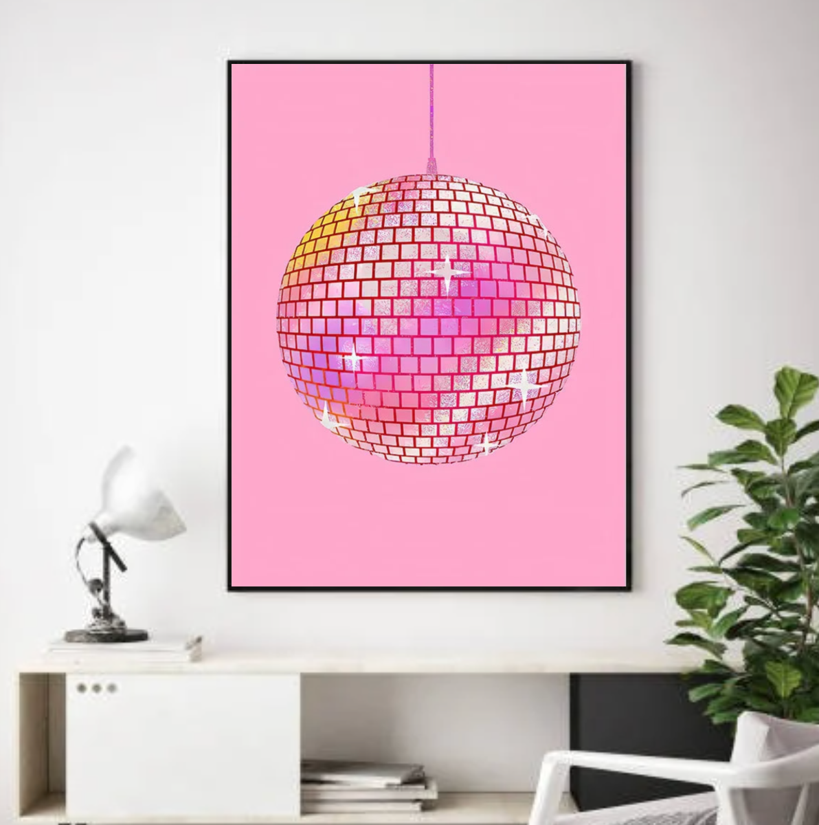 Tableau Boule Disco Rose