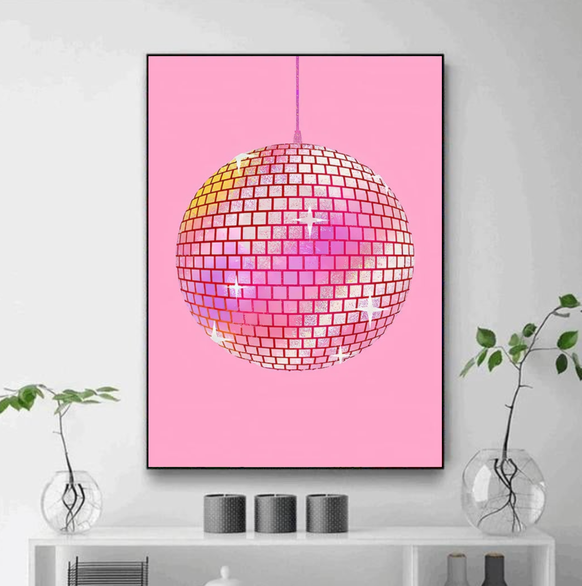 Tableau Boule Disco Rose