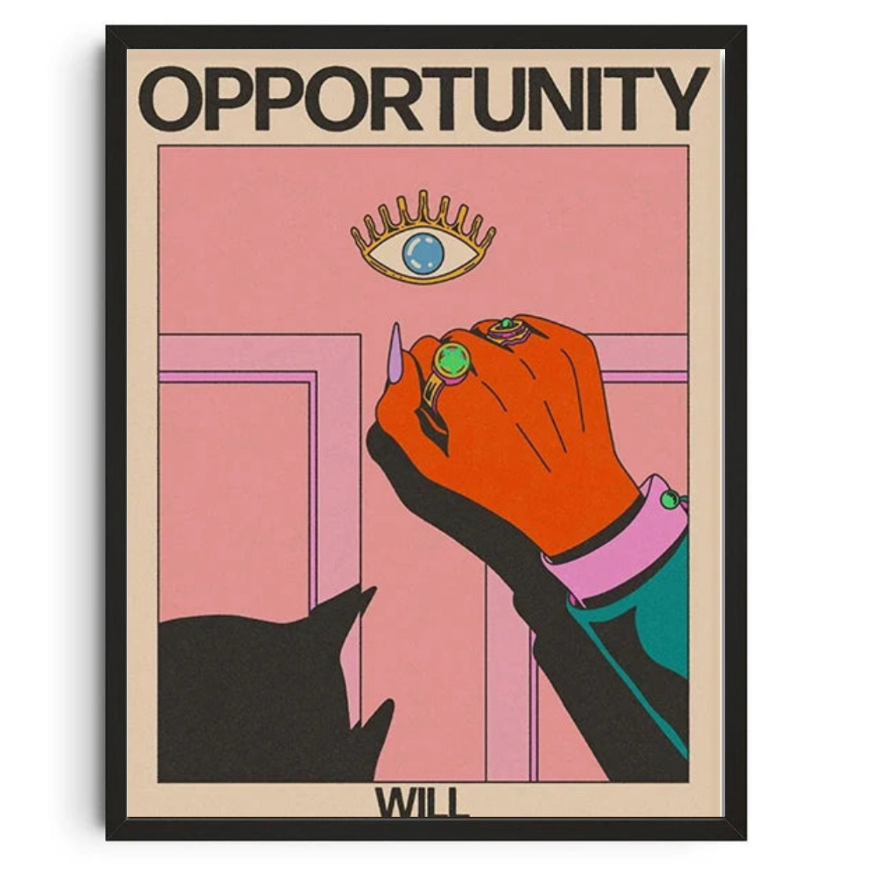 Tableau Moderne Rose avec Oeil