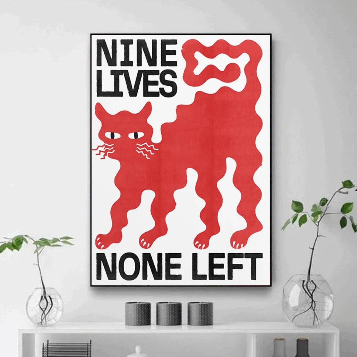 Tableau Chat Rouge Abstrait