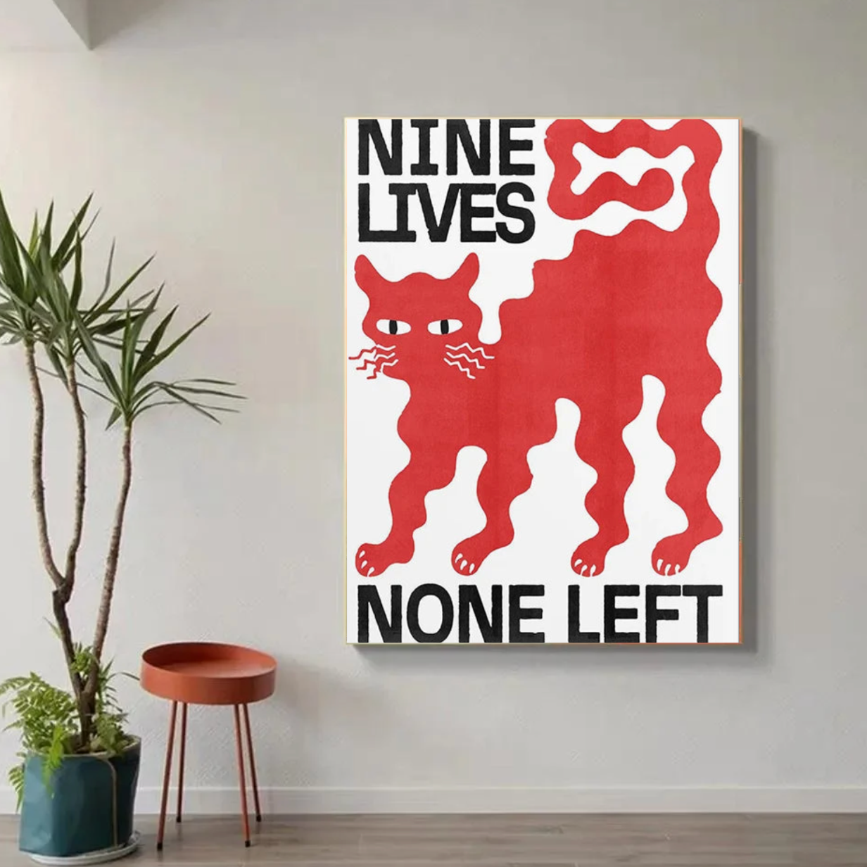 Tableau Chat Rouge Abstrait