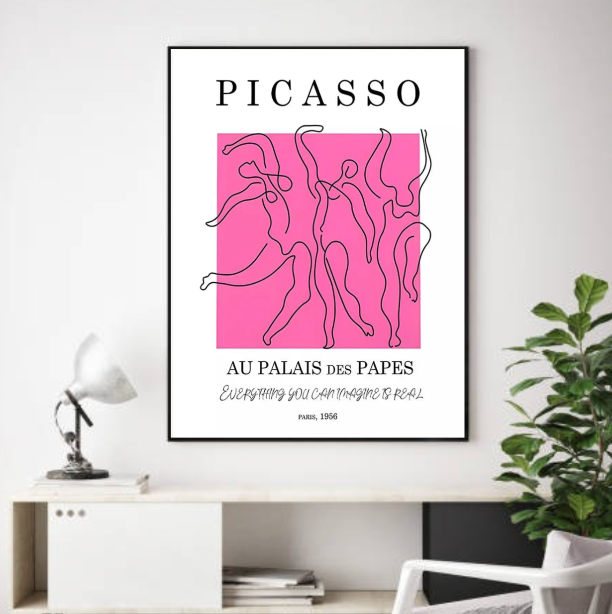 Tableau Rose Moderne Femme Miniamliste