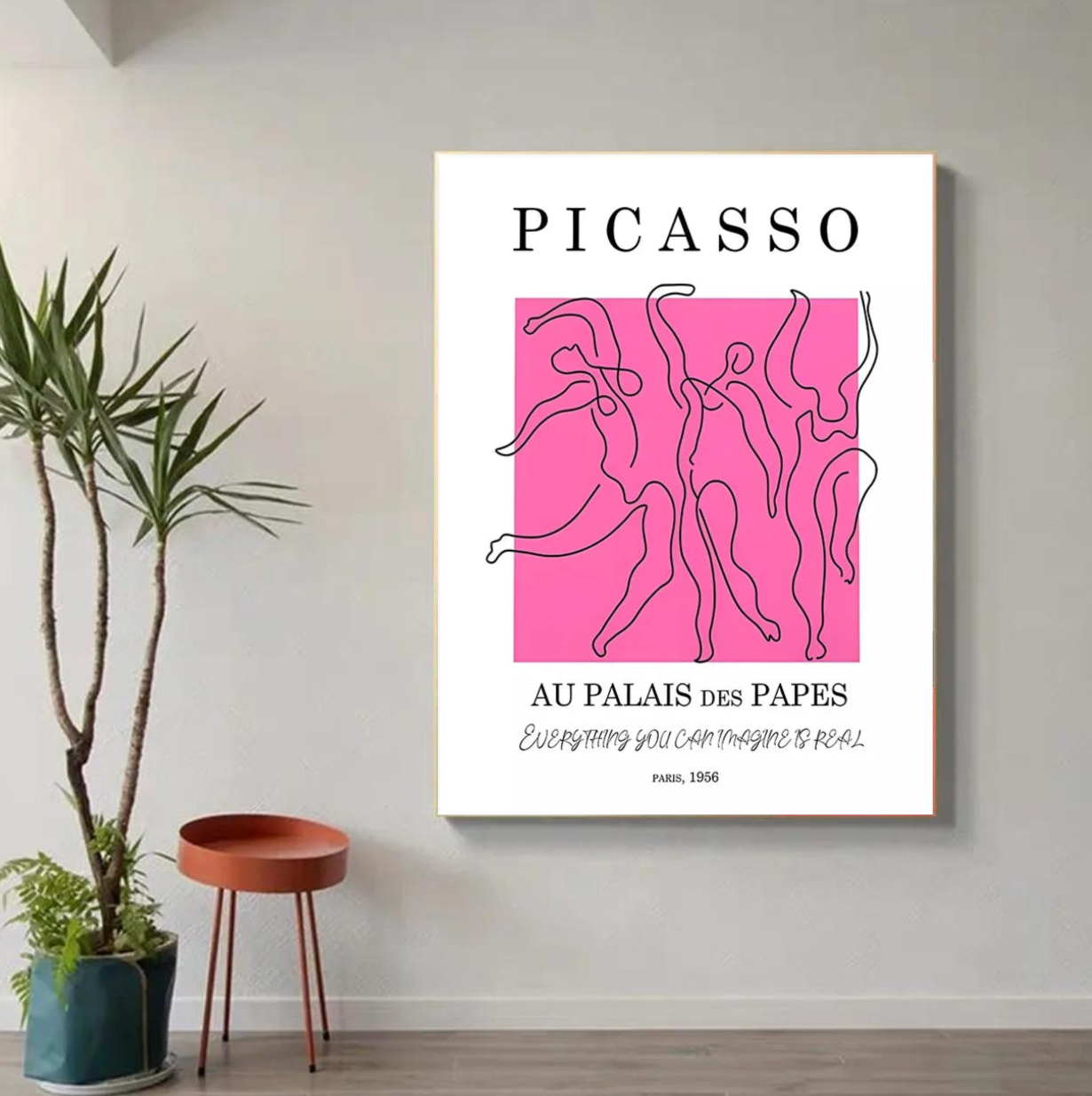 Tableau Rose Moderne Femme Miniamliste