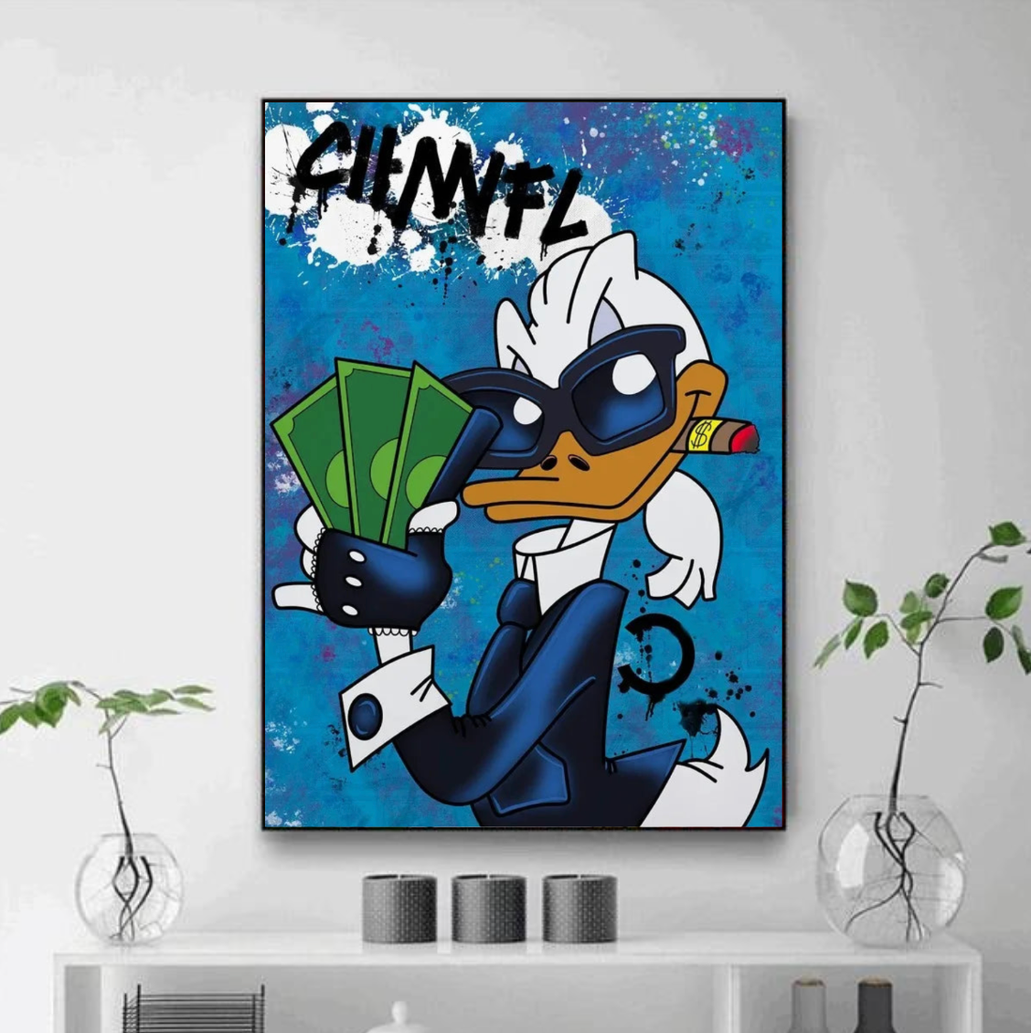 Tableau Donald Duck Graffiti Billets