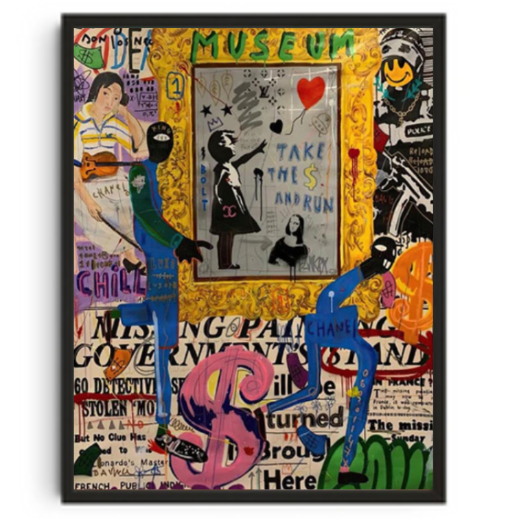 Tableau Fille Coeur Ballon Street Art