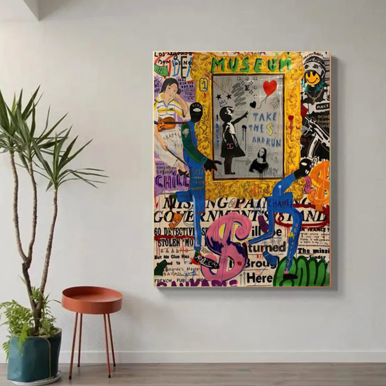 Tableau Fille Coeur Ballon Street Art