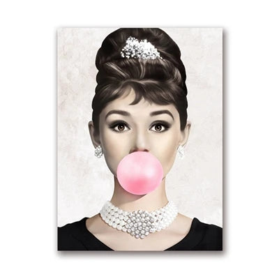 Tableau Audrey Hepburn Ballon Rose Pop