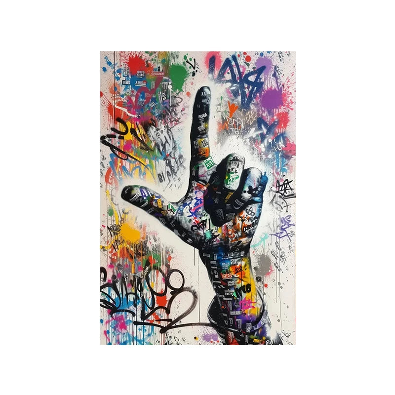 Tableau Doigts Peace Graffiti 2 doigts