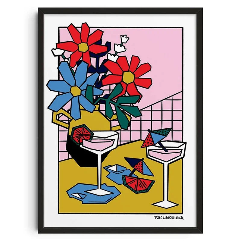 Tableau Moderne Cocktail Fleurs