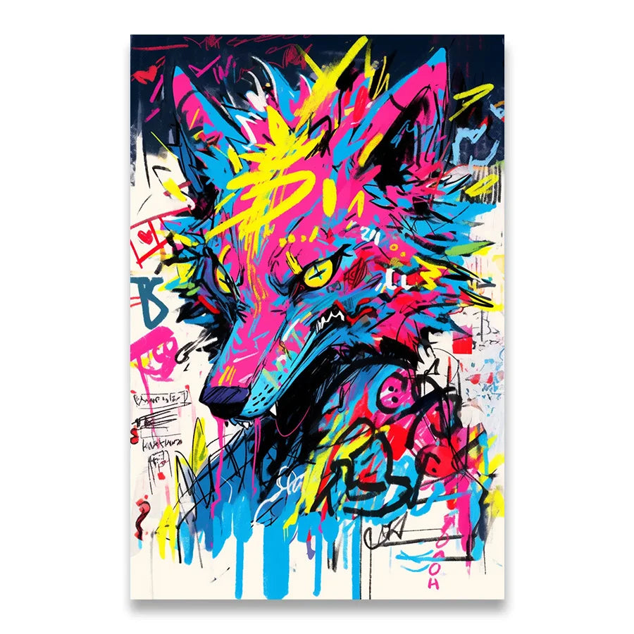 Tableau Renard Street Art Coloré