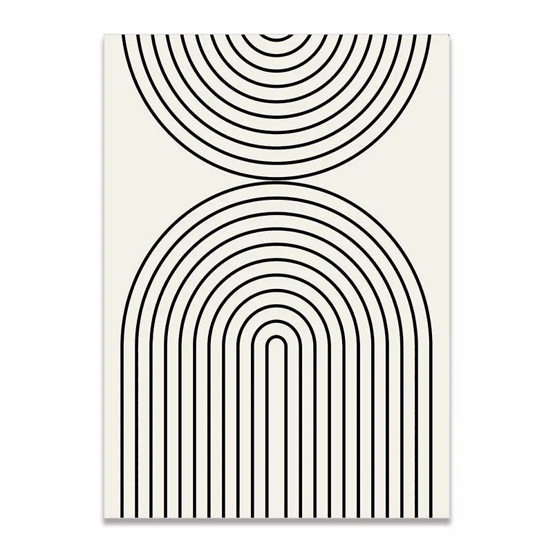 Tableau Lignes Rondes Noir et Blanc