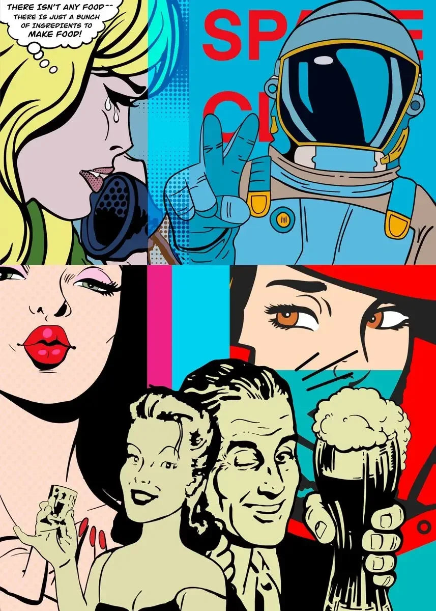 Tableau Pop Art Cosmonaute Coloré