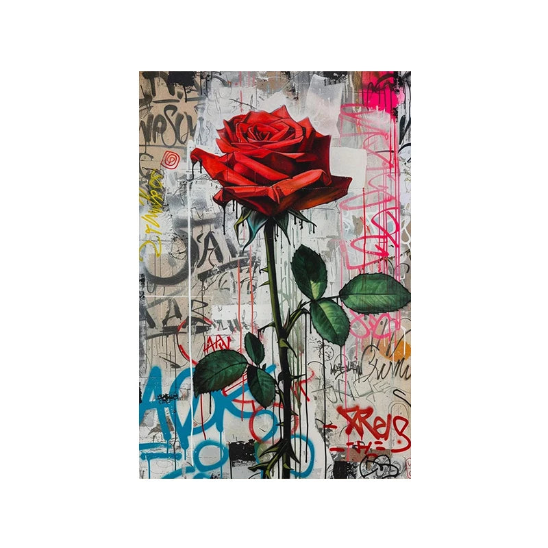 Tableau la Rose Fleur Street Art