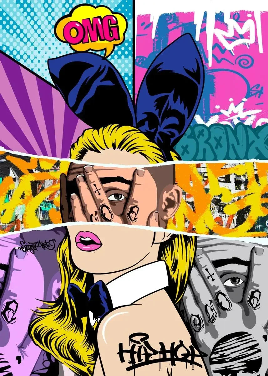 Tableau Collage Pop Art Femme Blonde