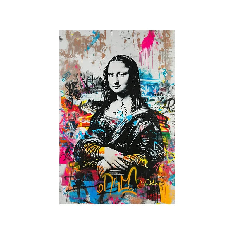 Tableau Mona Lisa Graffiti Coloré Visage