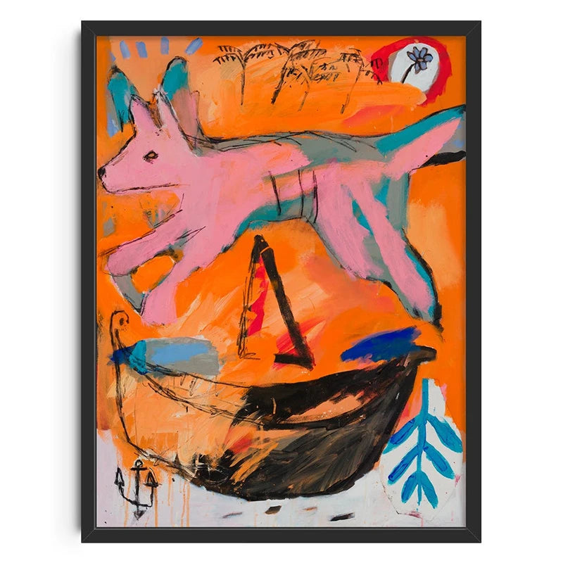 Tableau Abstrait Chien Coloré