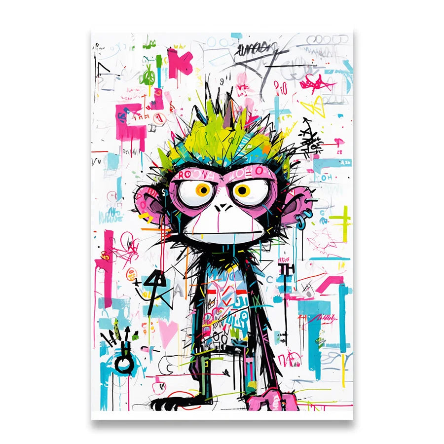 Tableau Singe Fou Street Art Rose