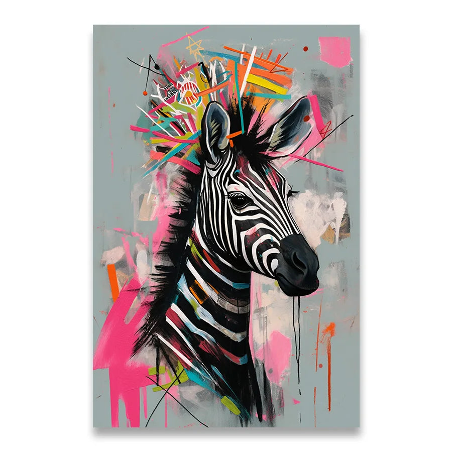 Tableau Zebre Street Art Multicolore