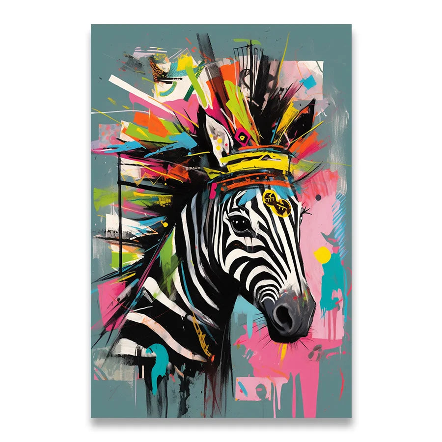 Tableau Zebre Coloré Street Art