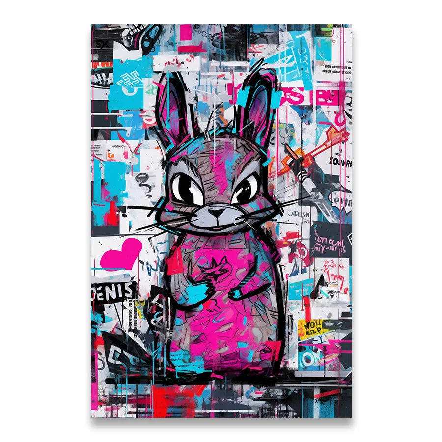 Tableau Lapin Bad Street Art Coloré