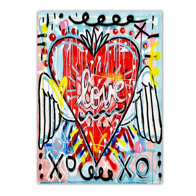 Tableau Coeur Love XOXO Coloré