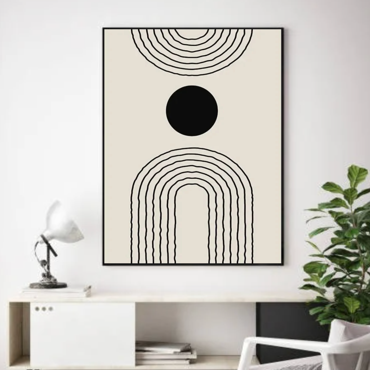 Tabeau Noir et Blanc Cercle Rond