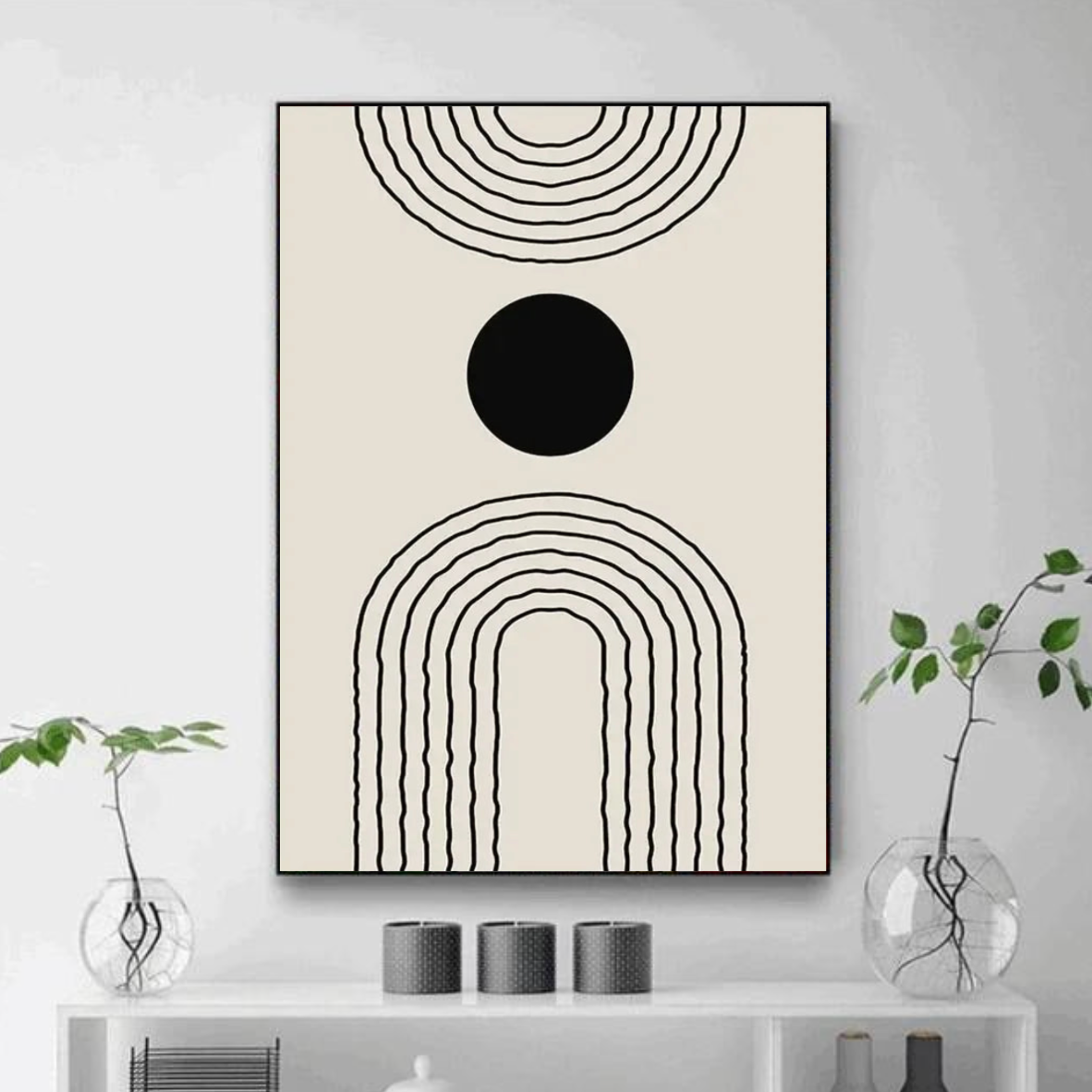 Tabeau Noir et Blanc Cercle Rond